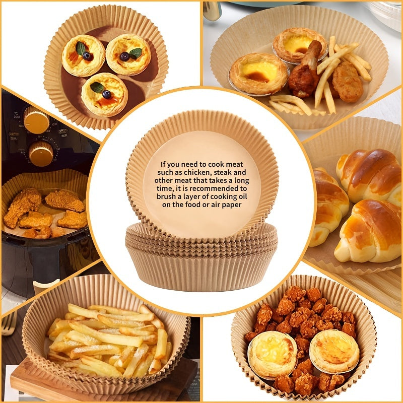 50/100pcs Air Fryer Disposable Paper Liner, Non-Stick Round Disposable Liner, Baking Paper Oil Proof, Food Grade Parchment, Used For Baking, Cooking Microwave