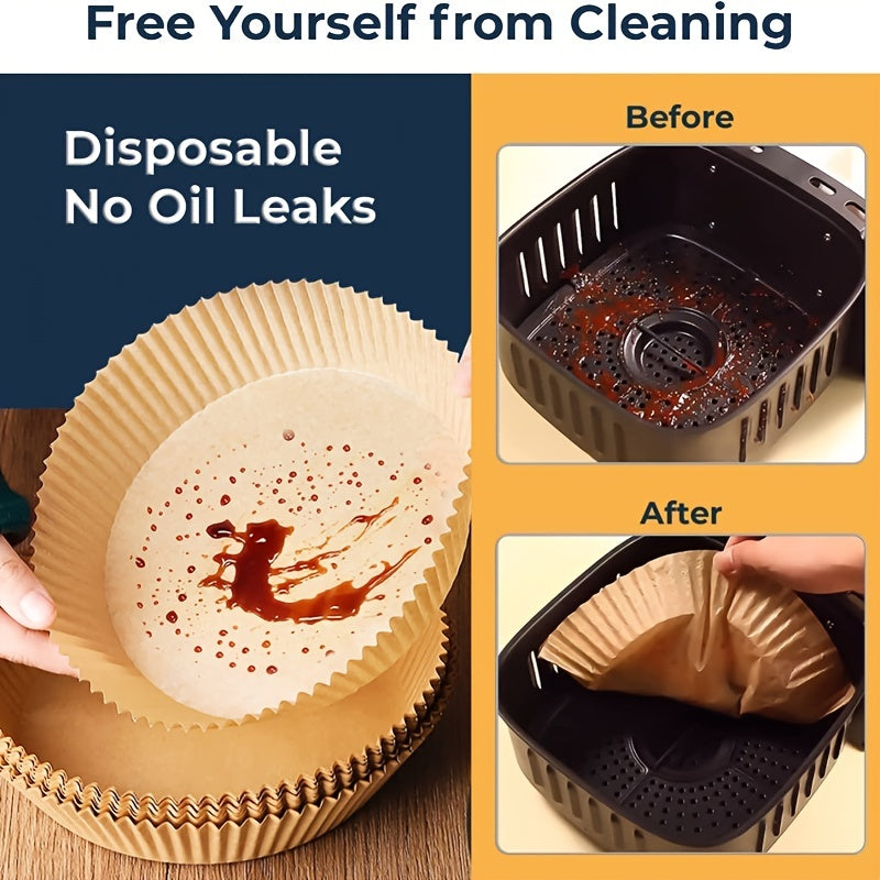 50/100pcs Air Fryer Disposable Paper Liner, Non-Stick Round Disposable Liner, Baking Paper Oil Proof, Food Grade Parchment, Used For Baking, Cooking Microwave