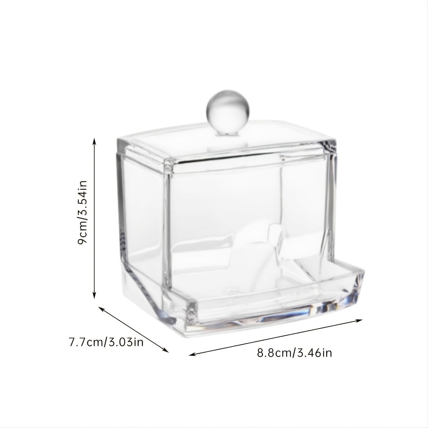 1pc 3.5*3.5in Acrylic Cotton Swabs Storage Holder, Cotton Swabs Box, Cotton Pads Holder