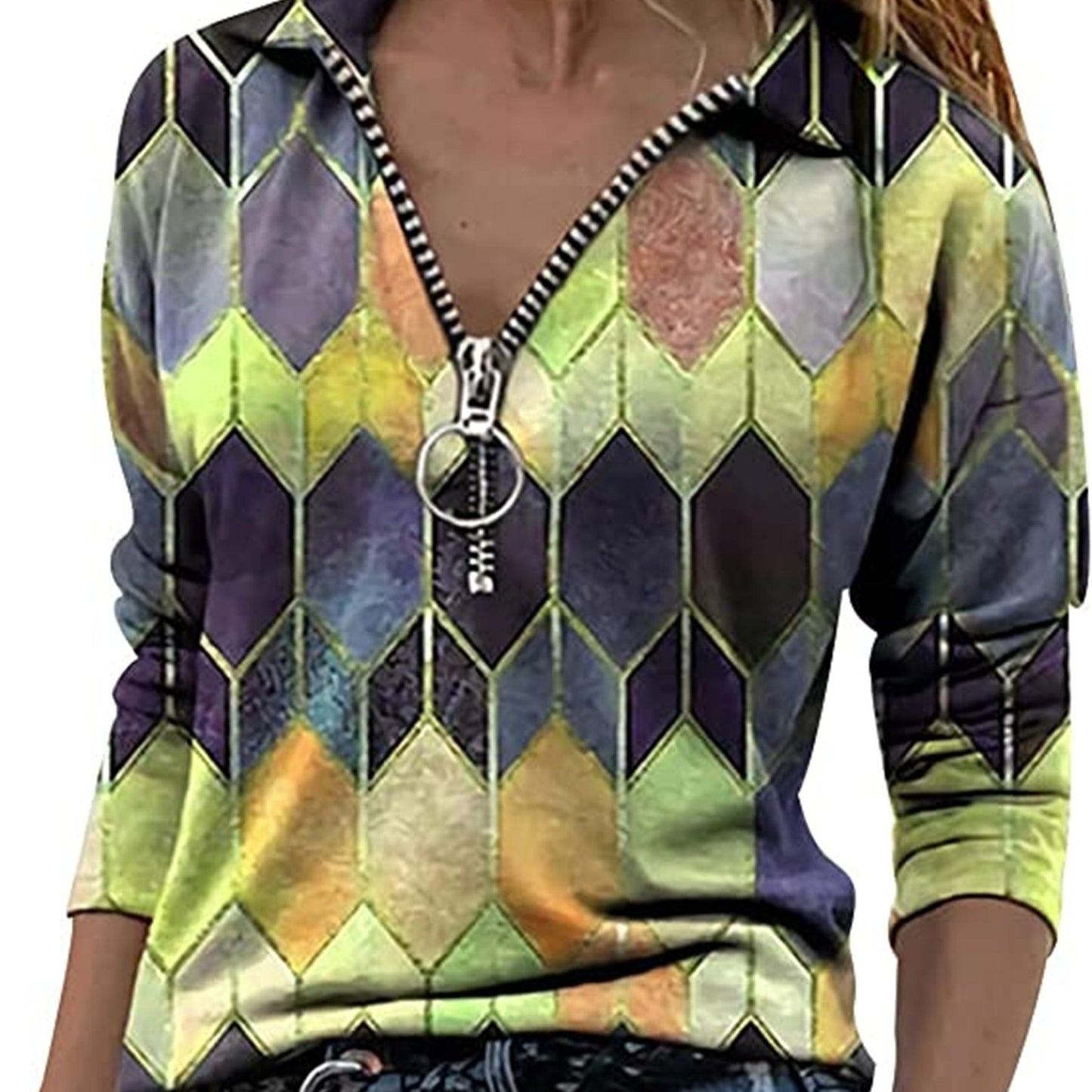 Women's Business Casual Zipper Tops, Elegant & Stylish Tops For Office & Work, Women's Clothing