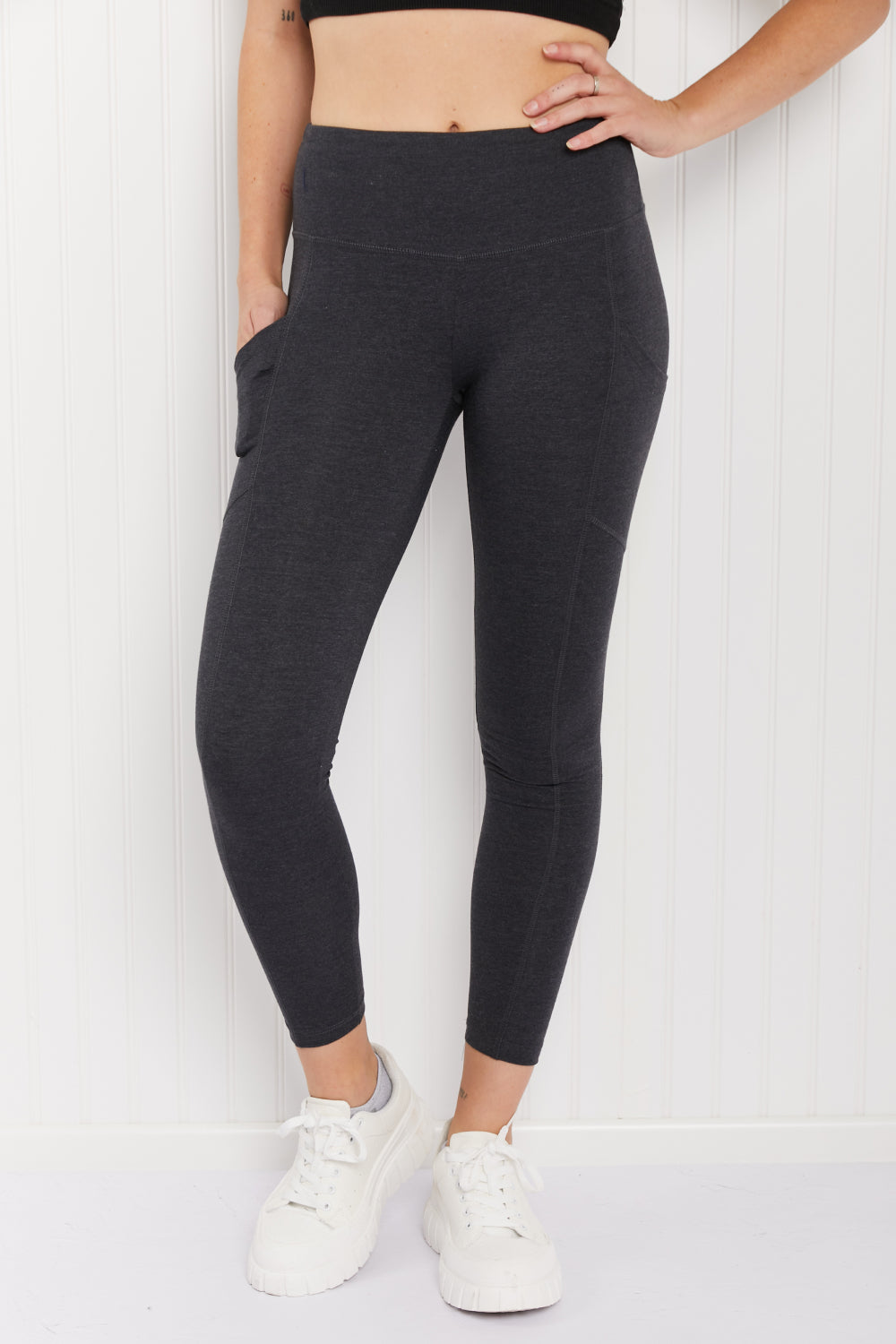 Zenana Ready to Roll Full Size Wide Waistband Pocket Leggings