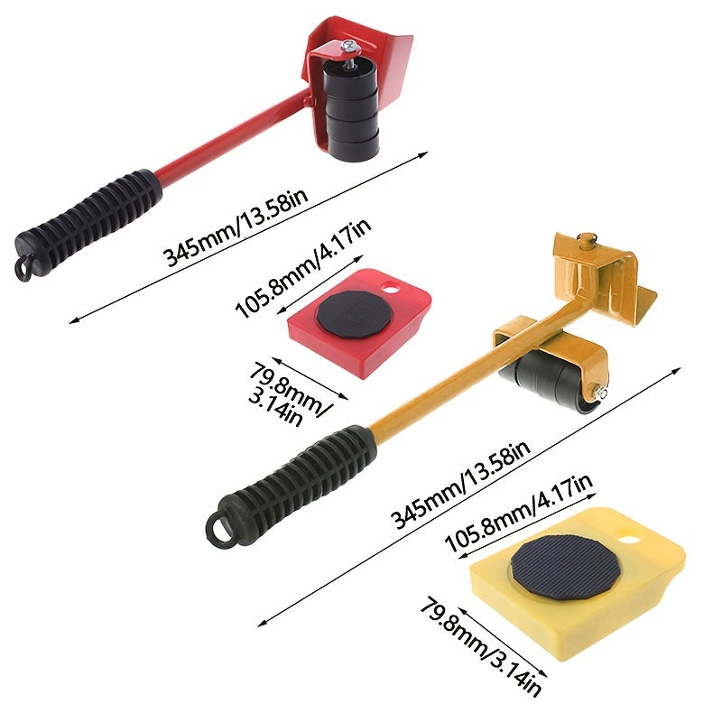 5pcs/Set Furniture Mover Heavy Weights Transport Tool Wheels For Furniture Lifting Bar And Stand Rollers Set Moving Helper