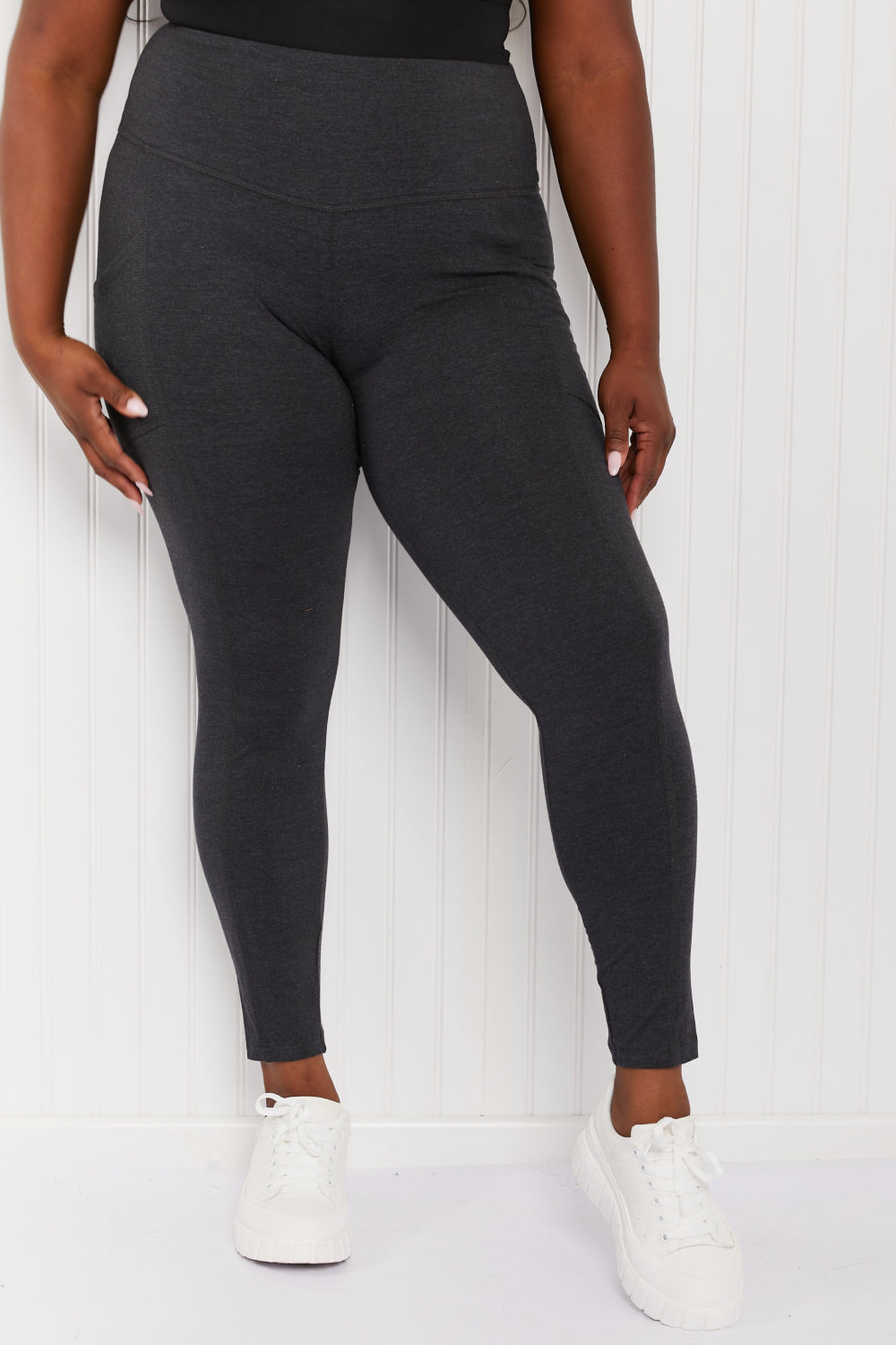 Zenana Ready to Roll Full Size Wide Waistband Pocket Leggings