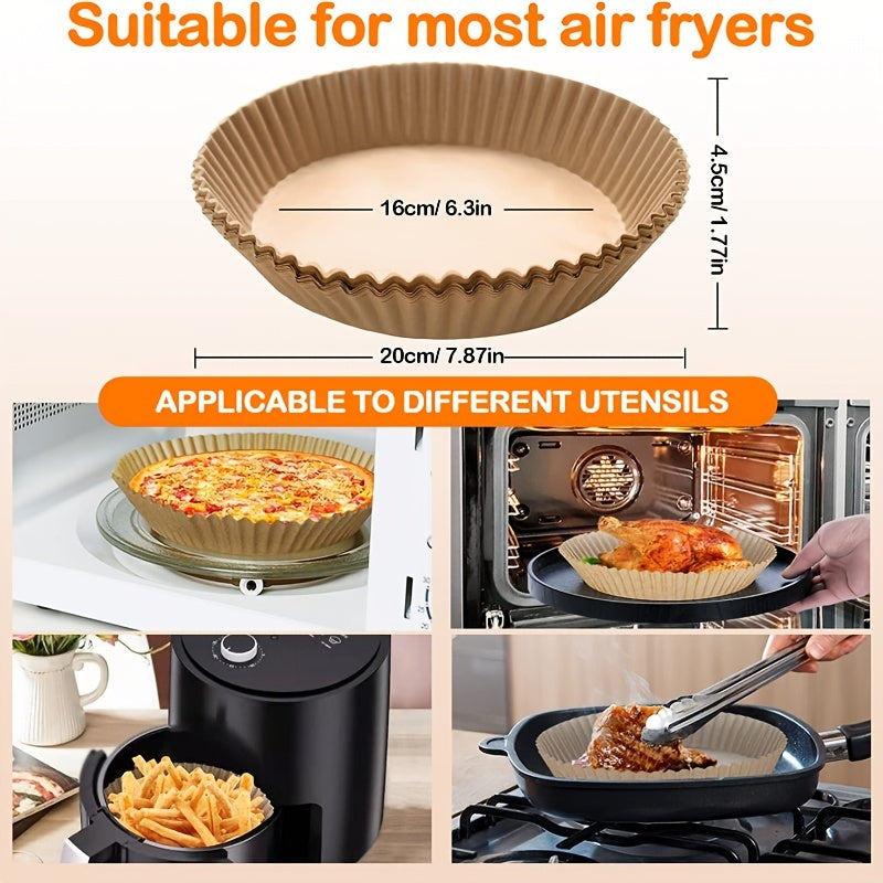 50/100pcs Air Fryer Disposable Paper Liner, Non-Stick Round Disposable Liner, Baking Paper Oil Proof, Food Grade Parchment, Used For Baking, Cooking Microwave