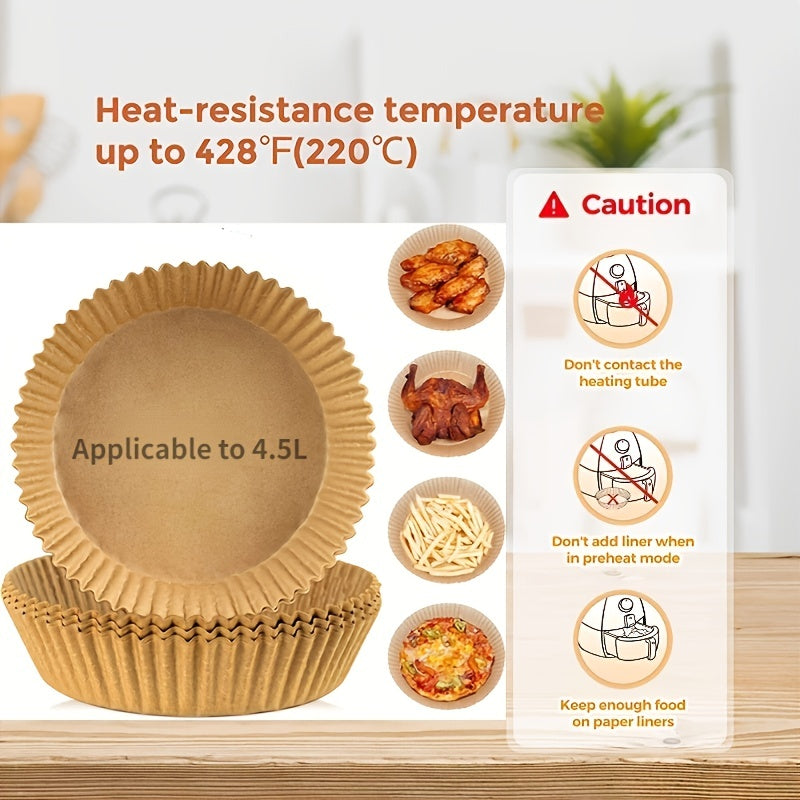 50/100pcs Air Fryer Disposable Paper Liner, Non-Stick Round Disposable Liner, Baking Paper Oil Proof, Food Grade Parchment, Used For Baking, Cooking Microwave
