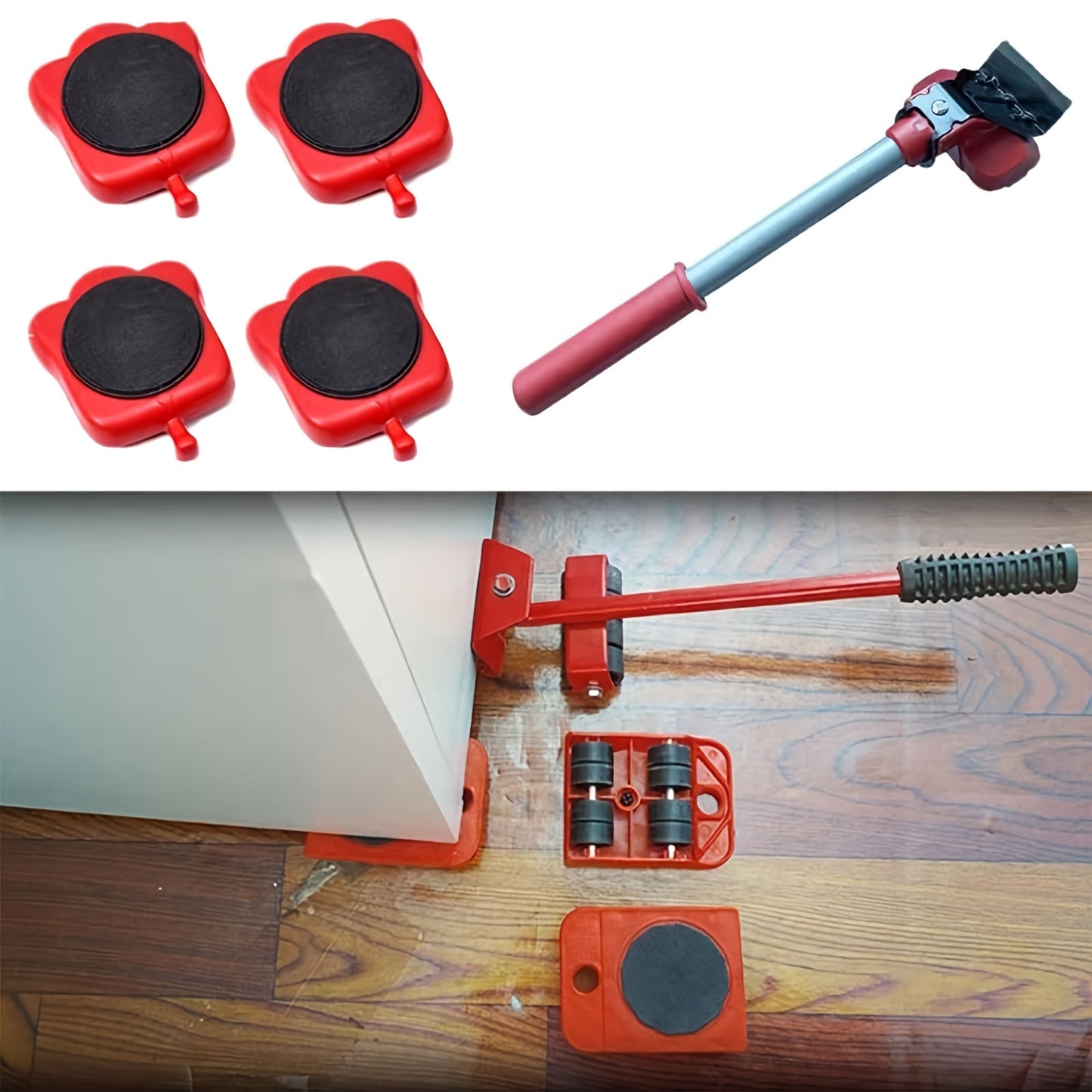 5pcs/Set Furniture Mover Heavy Weights Transport Tool Wheels For Furniture Lifting Bar And Stand Rollers Set Moving Helper