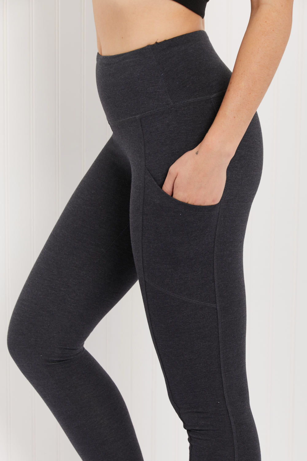 Zenana Ready to Roll Full Size Wide Waistband Pocket Leggings