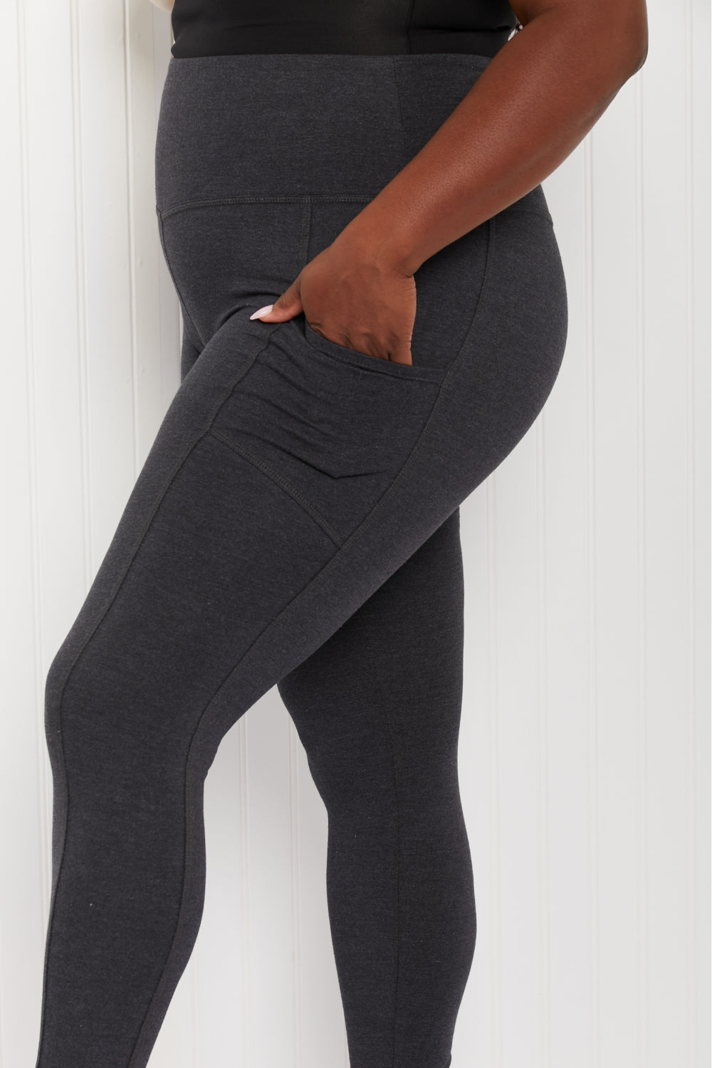Zenana Ready to Roll Full Size Wide Waistband Pocket Leggings