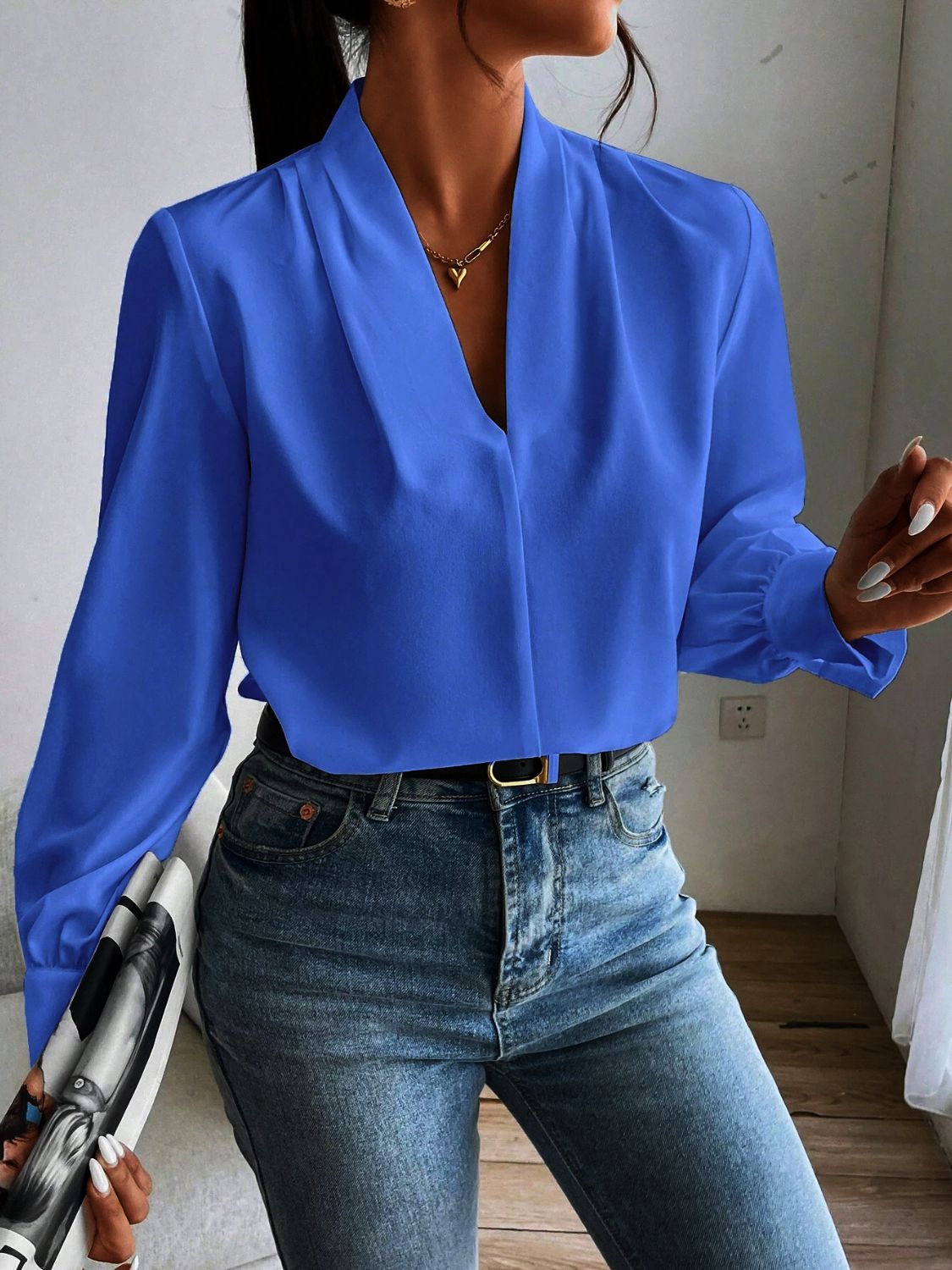 V Neck Long Sleeve Top