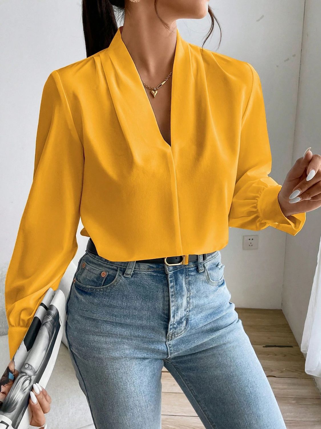 V Neck Long Sleeve Top