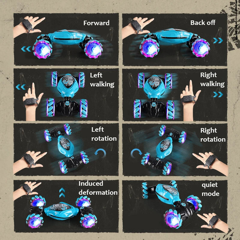 RC Car with LED Light Remote Control Car Watch Hand Gestures 360° Rotating Climbing Car Drift Electronic Adults Kid Toys Gift