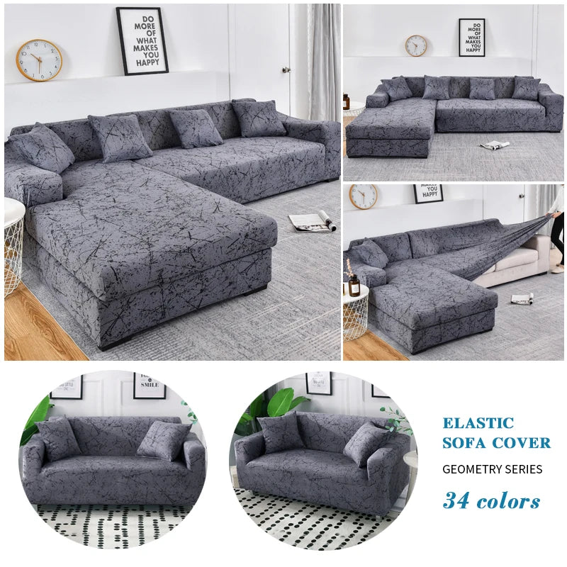 Elastic Sofa Covers for Living Room Sofa Cover Geometric Couch Cover Pets Corner L Shaped Chaise Longue Sofa Slipcover 1PC