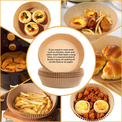 50/100pcs Air Fryer Disposable Paper Liner, Non-Stick Round Disposable Liner, Baking Paper Oil Proof, Food Grade Parchment, Used For Baking, Cooking  Microwave
