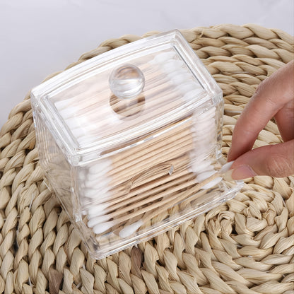 1pc 3.5*3.5in Acrylic Cotton Swabs Storage Holder, Cotton Swabs Box, Cotton Pads Holder
