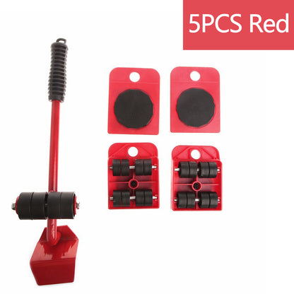 5pcs/Set Furniture Mover Heavy Weights Transport Tool Wheels For Furniture Lifting Bar And Stand Rollers Set Moving Helper